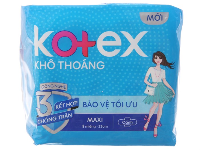 Băng Vệ Sinh Kotex khô thoáng dày có cánh ( gói 8 miếng ) Bao  48 gói